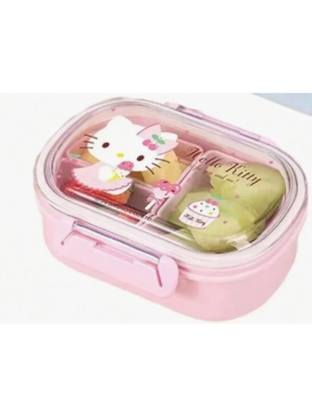 Hello Kitty Snack Container Pink Lunch Box Cute Bento Food Storage